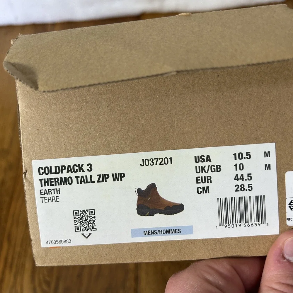Merrell Mens Size 10.5M Coldpack 3 Thermo Tall Zip Waterproof Brown Boots